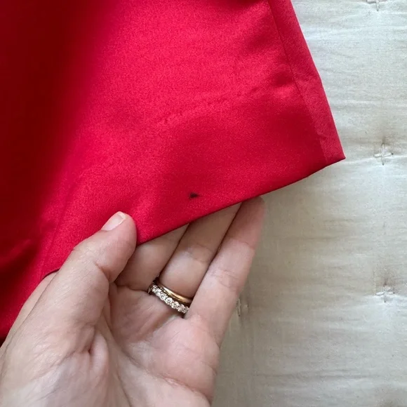 House of CB London XS Adrienne Red Scarlet Strapless Gown Ruched - Picture 10 of 11